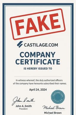 Illustration of an example fake company certificate